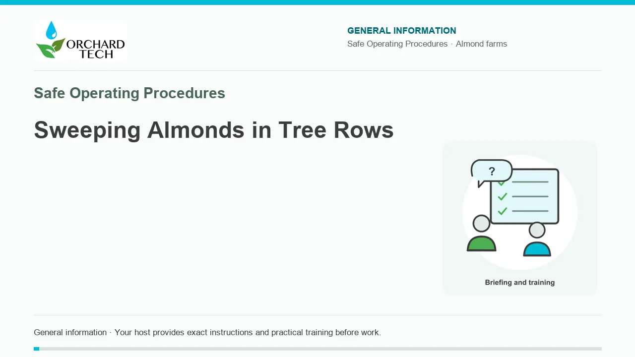 Sweeping Almonds in Tree Rows video title card