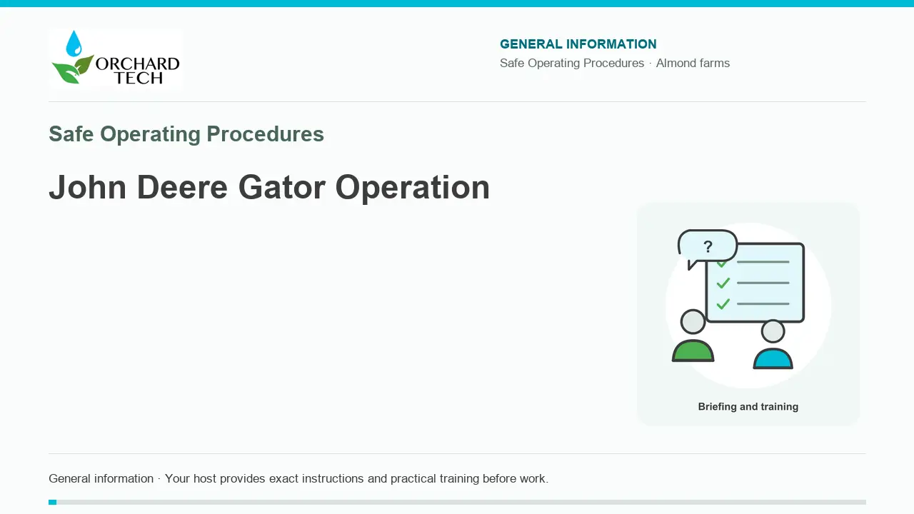 John Deere Gator Operation video title card