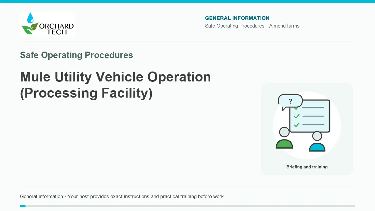 Mule Utility Vehicle Operation (Processing Facility) video title card